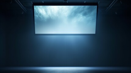 3D Rendering Illustration of an Hanging Projector Screen