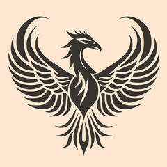Black and White Phoenix Outline Silhouette Ornament Vector Art for Logo and Icon, Sketch, Tattoo, Clip Art