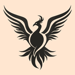 Obraz premium Black and White Phoenix Outline Silhouette Ornament Vector Art for Logo and Icon, Sketch, Tattoo, Clip Art