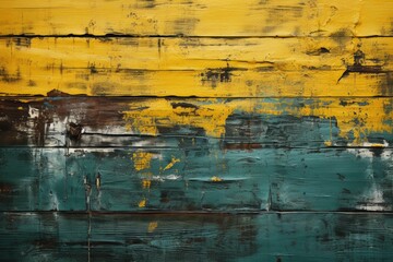 Texture, abstract background grunge of the old wood wall with yellow and green, generative IA