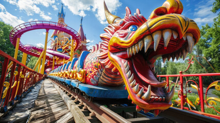 Play areas roller coasters with dragons - 757965871