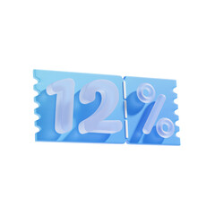 12 Percent Off 3D Icon Illustratrion