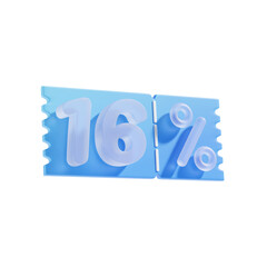 16 Percent Off 3D Icon Illustratrion