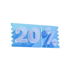 20 Percent Off 3D Icon Illustratrion