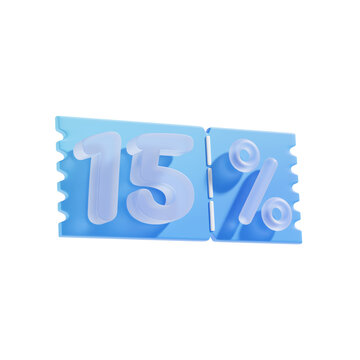 15 Percent Off 3D Icon Illustratrion