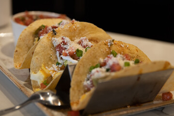 Breakfast tacos in corn tortilla