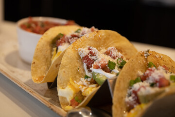 Breakfast tacos in corn tortilla