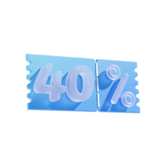 40 Percent Off 3D Icon Illustratrion