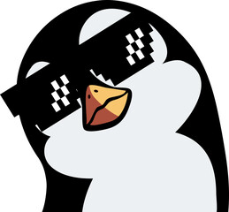 Cute penguin Tilting His Head wearing glasses - 757967660