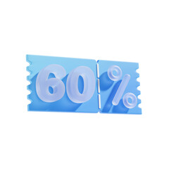 60 Percent Off 3D Icon Illustratrion
