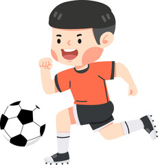 Young child boy playing football cartoon - 757967680