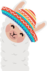 lama alpaca head wearing hat - 757967691