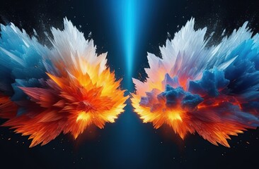 Abstract Fire and Ice element against each other background. Heat and Cold concept
