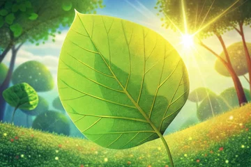 Poster Nature of green leaf in garden at summer under sunlight. © tnihousestudio