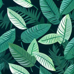 tropical leaves seamless pattern