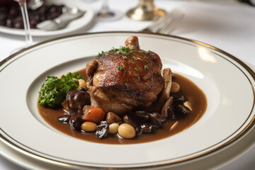 A plate of coq au vin generative AI