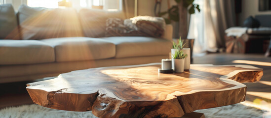 old wooden table in the cozy living room home