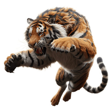 Ferocious Attacking Tiger PNG: Stunning Image of Predatory Power Ready for Use - Attacking Tiger PNG, Attacking Tiger Transparent Background - Tiger Attacking PNG Image

