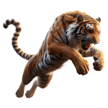 Powerful Attacking Tiger PNG: Striking Image of Dominant Apex Predator - Attacking Tiger Transparent Background, Tiger Attacking PNG Image - Attacking Tiger PNG
