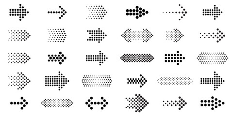Dotted arrows set. Dot style signs - 757969866