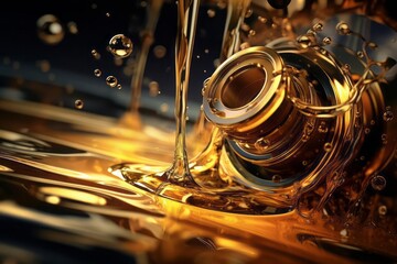 The world of motor oils. The smooth and luxurious consistency, resembling liquid gold as it effortlessly flows, providing optimal lubrication to the engine's intricate components.