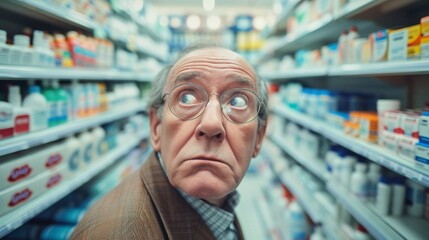 Senior customer shopping in drug store