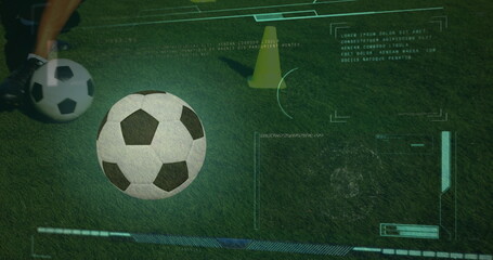 Image of data processing over football player and ball