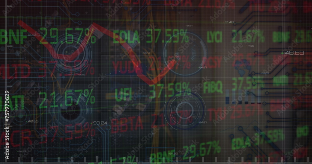 Aufkleber image of graphs and charts over financial data processing