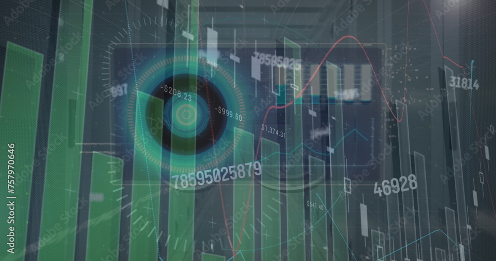 Poster image of data processing over dark background