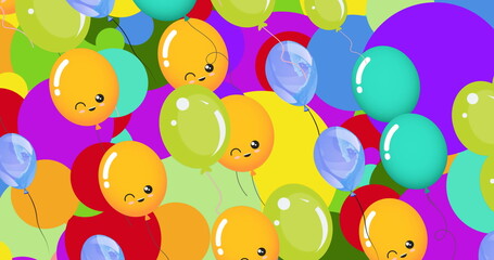 Image of spots and balloons on pink background