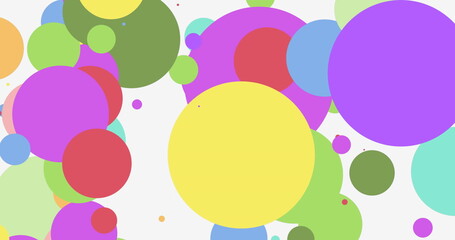 Image of spots and balloons on white background