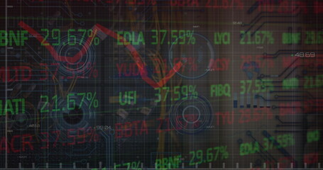 Image of graphs and charts over financial data processing