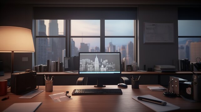 Blank Screen in the Office 8K Realistic Lighting