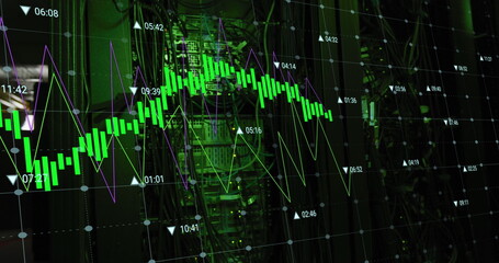 Image of financial data processing over computer servers