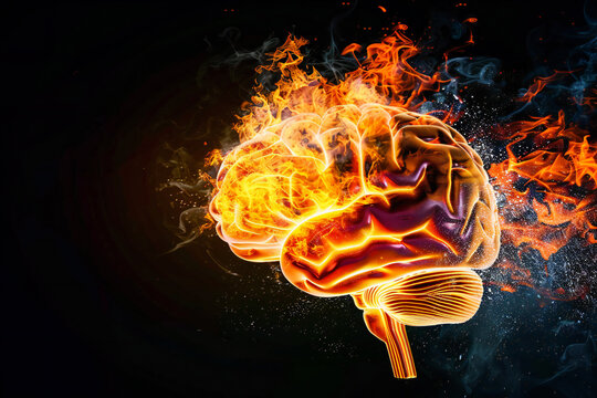 Brain on fire exploding brain disease, atomic brain explosion