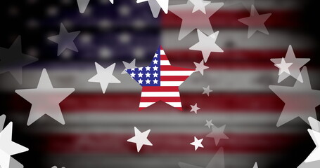 Naklejka premium Image of stars over flag of united states of america