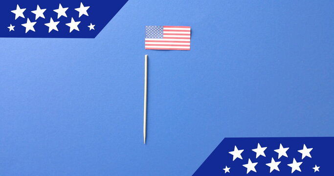 Naklejki Image of flag of united states of america on blue background