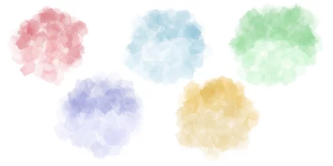 Dekokissen Watercolor abstrakt clounds, circles, speech bubbles, colorful, cards © Mariia
