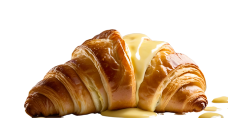Delicious Croissant Butter with custard isolated on white background