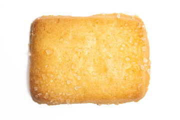 Danish butter cookies the finnish bread cookie top view isolated on white background clipping path