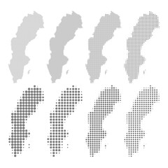 Fototapeta na wymiar Sweden Dotted map in different dot sizes