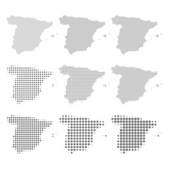 Fototapeta na wymiar Spain, Dotted map in different dot sizes