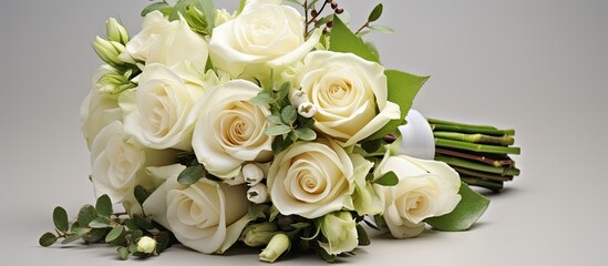 Elegant White Roses Bouquet with Pure and Delicate Petals Arrangement