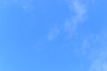 beautiful blue sky with white cloud, natural background in springtime