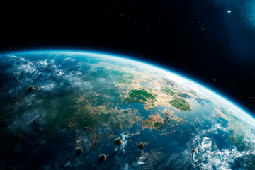 Planet Earth view from space. Abstract wallpaper.