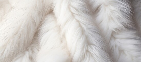 Elegant Fluffy White Fur Coat Close-Up with Luxurious Texture Surface Detail