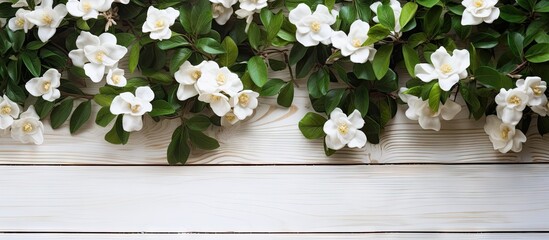 Elegant White Flowers Adorning a Charming Wooden Background in Natural Beauty