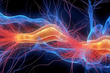 Human brain nerve tracts based on magnetic resonance imaging (MRI) data - obrazy, fototapety, plakaty