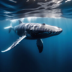 Whale in the ocean. undersea world