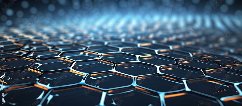 Poster vibrant 3d hexagon structure with dynamic geometric design elements